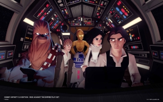 Zie hier <a href = https://www.mariowii-u.nl/Wii-U-spel-info.php?t=Han_Solo_-_Disney_Infinity_30>Han Solo</a> en <a href = https://www.mariowii-u.nl/Wii-U-spel-info.php?t=Chewbacca_-_Disney_Infinity_30>Chewbacca</a> in de Millennium Falcon.