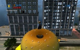 From here you have a nice view of the city. Wait... am I standing on a hamburger?!