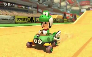Ontgrendel met deze amiibo een Yoshi kostuum in <a href = https://www.mariowii-u.nl/Wii-U-spel-info.php?t=Mario_Kart_8>Mario Kart 8</a>.
